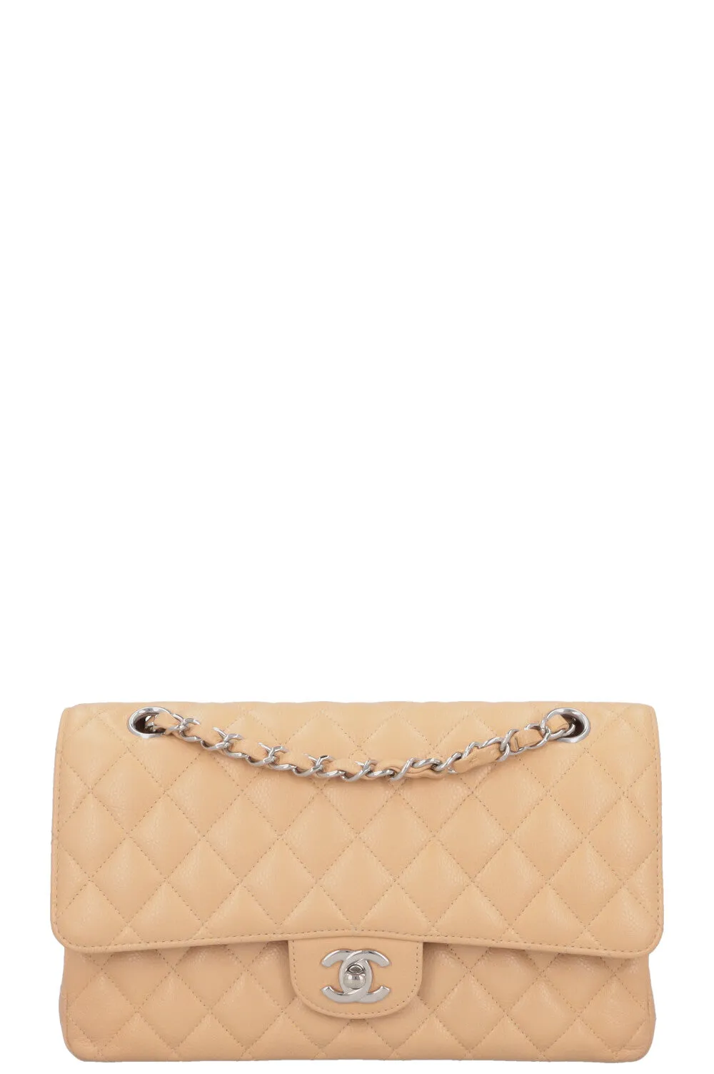 CHANEL Small Double Flap Bag Caviar Beige