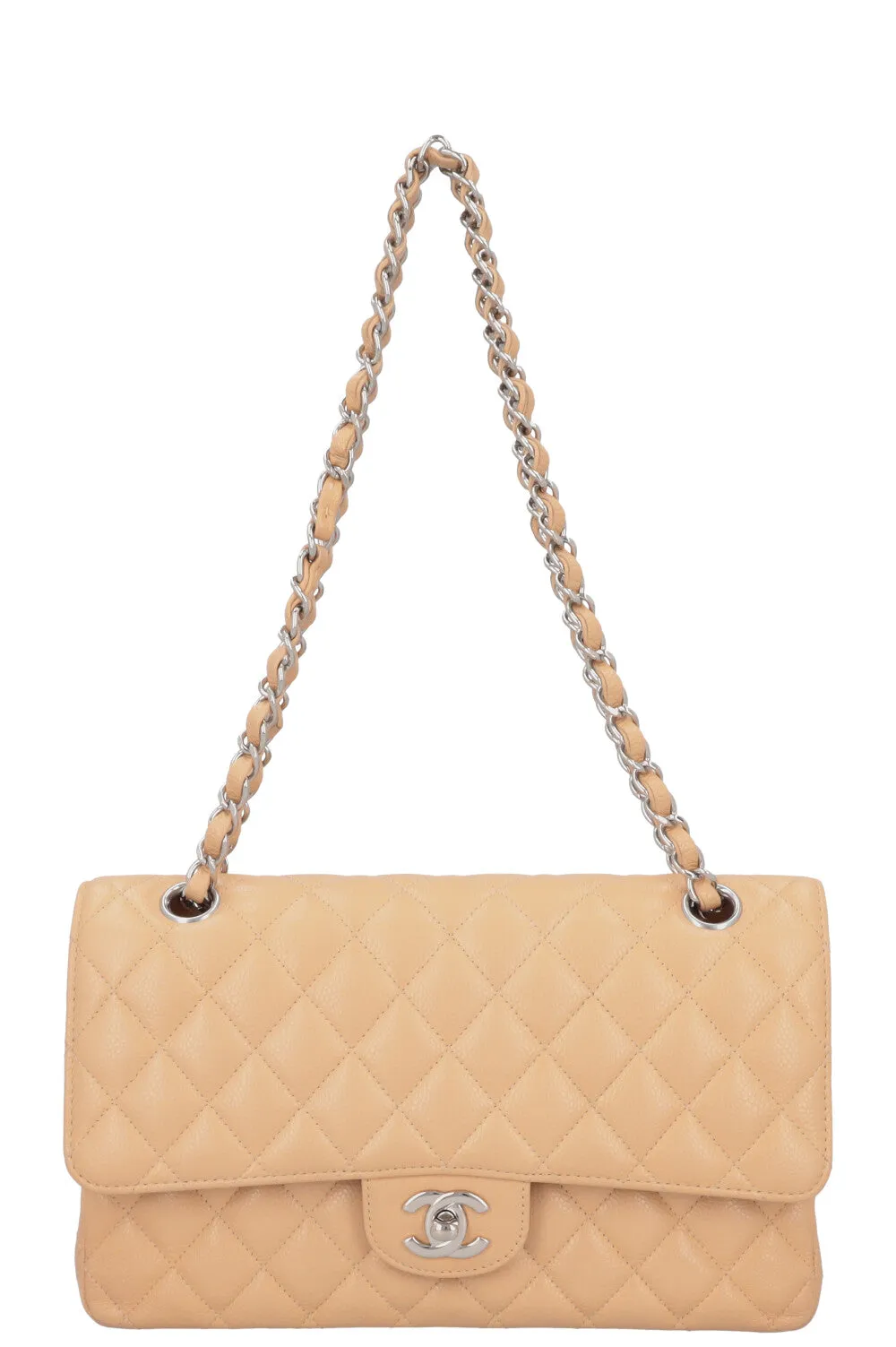 CHANEL Small Double Flap Bag Caviar Beige