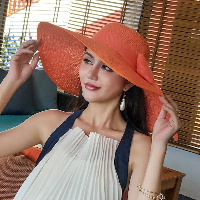 Classic Bowknot Summer Folding Straw Holiday  Sun Hat