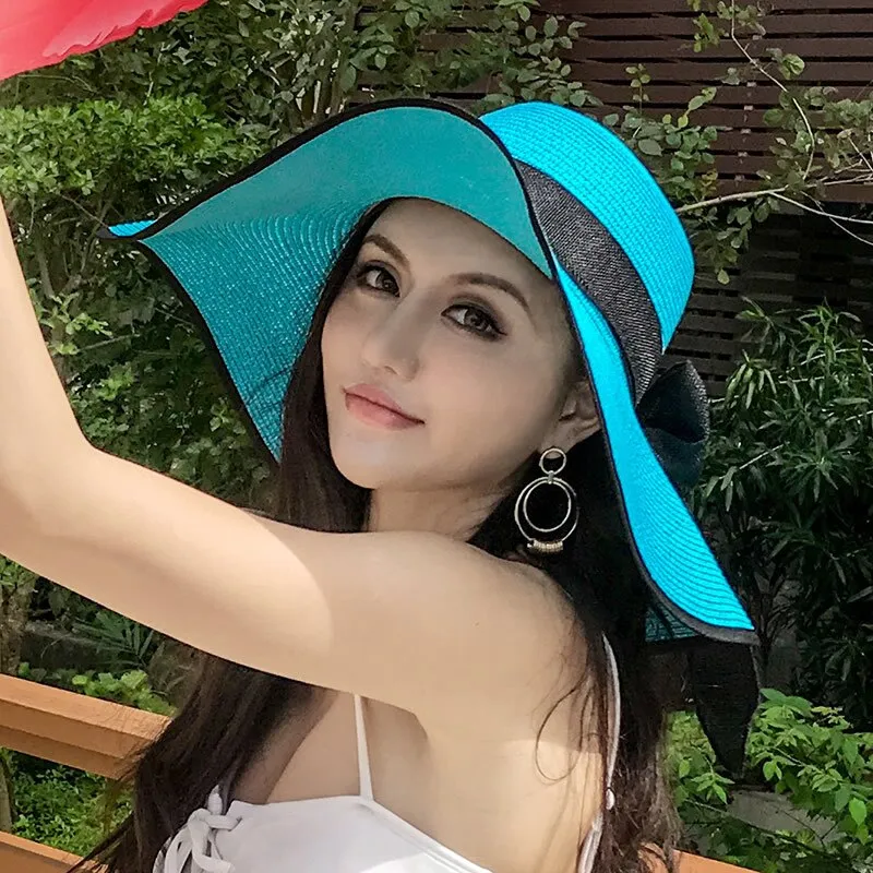 Classic Bowknot Summer Folding Straw Holiday  Sun Hat