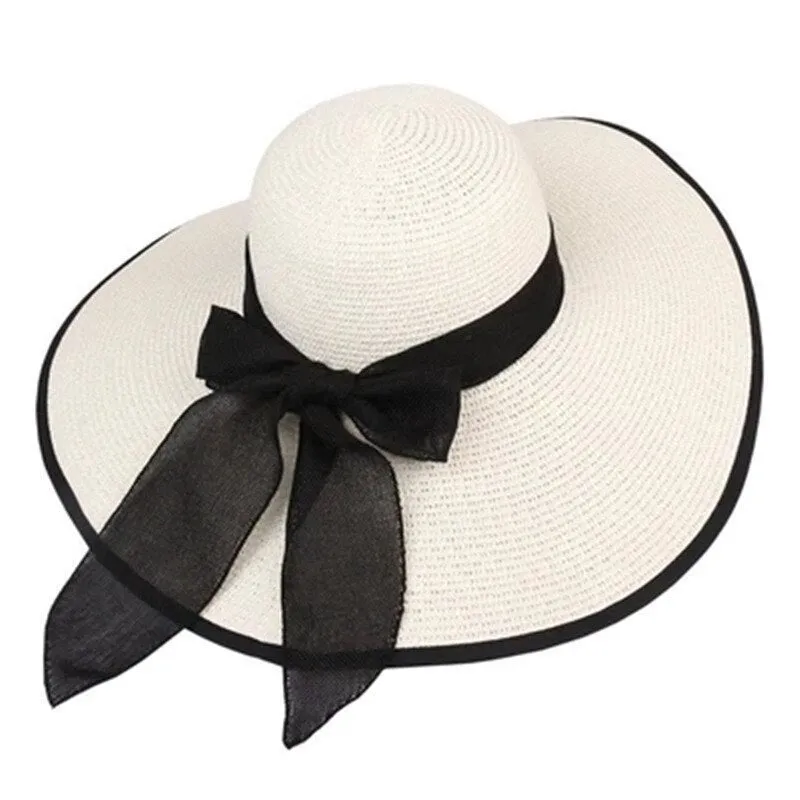 Classic Bowknot Summer Folding Straw Holiday  Sun Hat