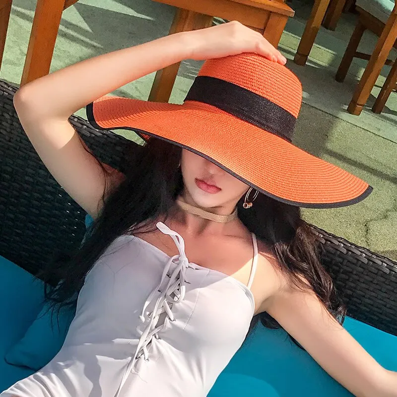 Classic Bowknot Summer Folding Straw Holiday  Sun Hat