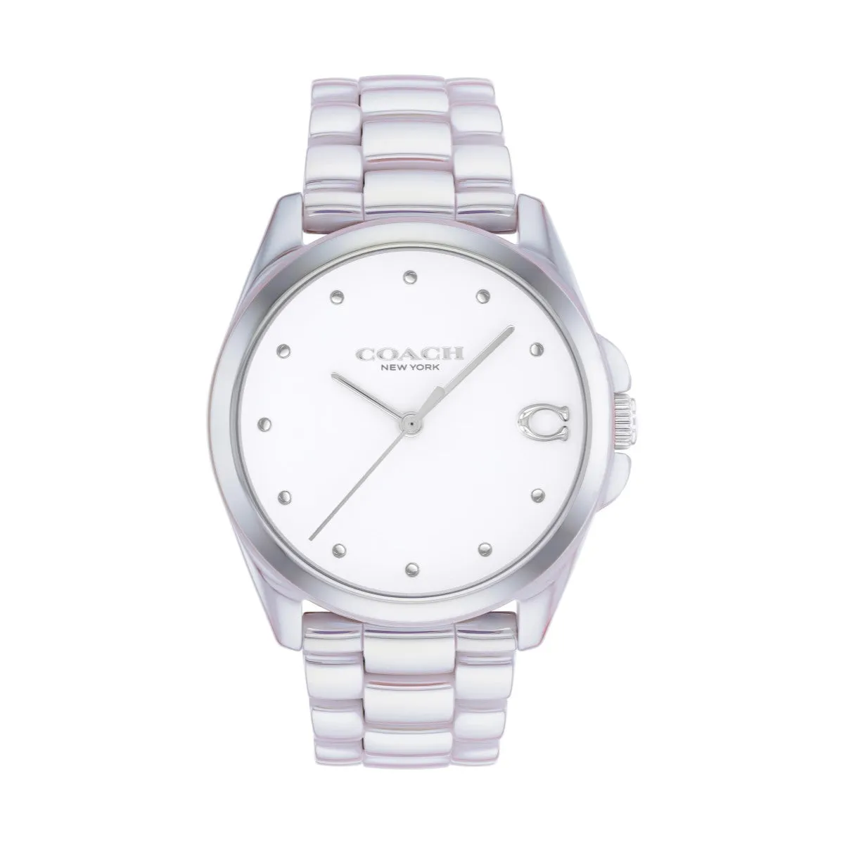Coach with 36MM White Round Dial Iridescent Ceramic Watch. Greyson 14504390