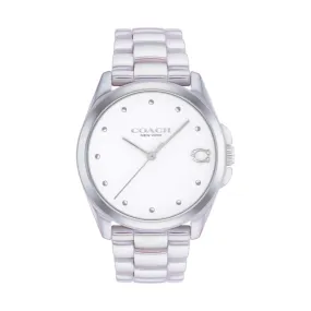 Coach with 36MM White Round Dial Iridescent Ceramic Watch. Greyson 14504390
