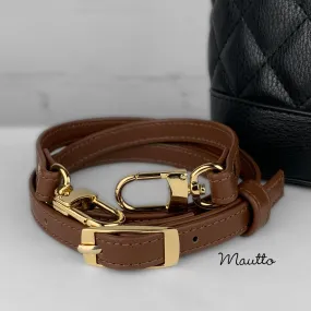Crossbody Adjustable Buckle, Petite Leather Strap - 44 to 52 inch Length Range, 1/2 inch (13mm) Wide - Choose Clips & Leather Color