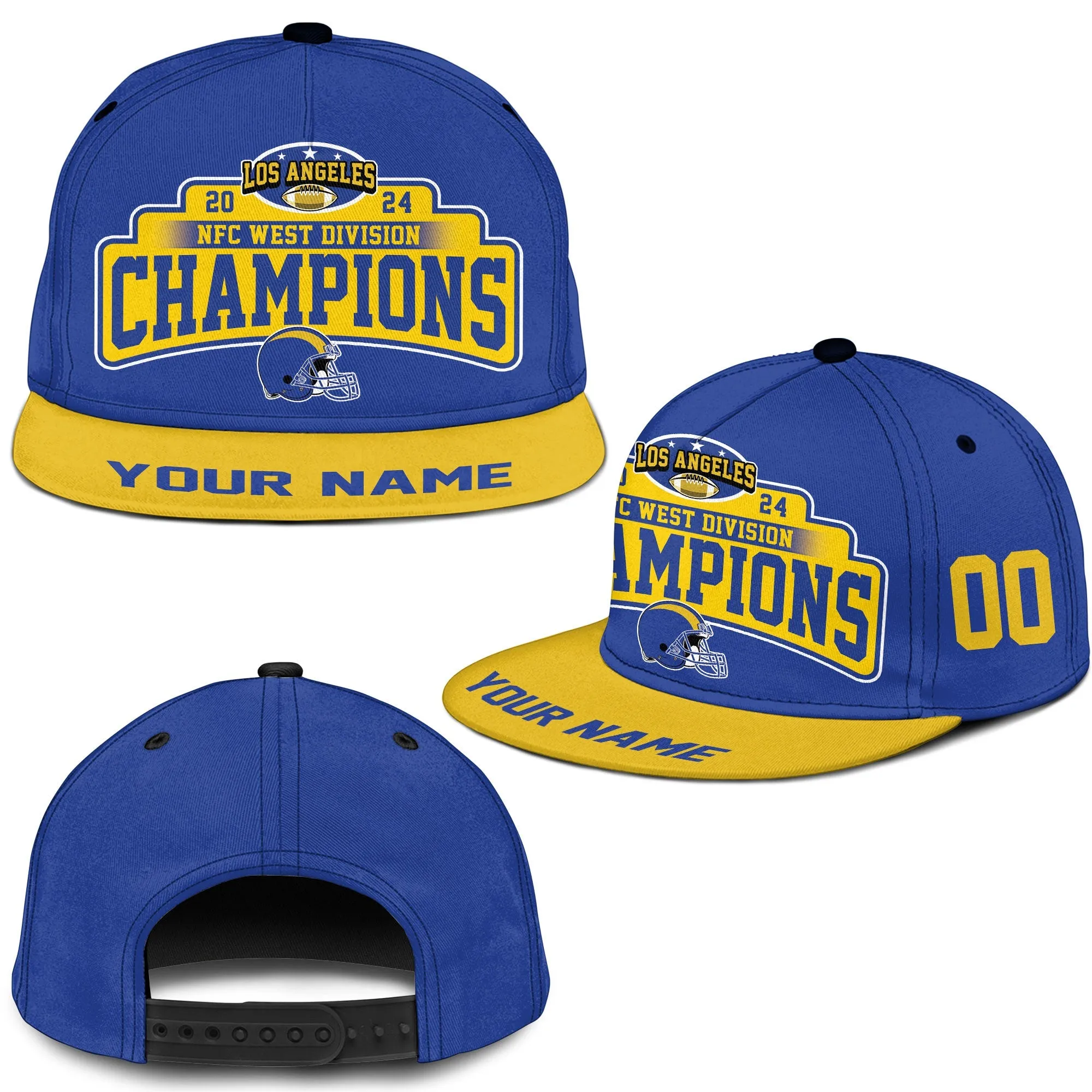 Custom Los Angeles American Football 2024 NFC West Division  Champions Snapback Hat Cap, Division Champs Custom Snapback Hat Cap