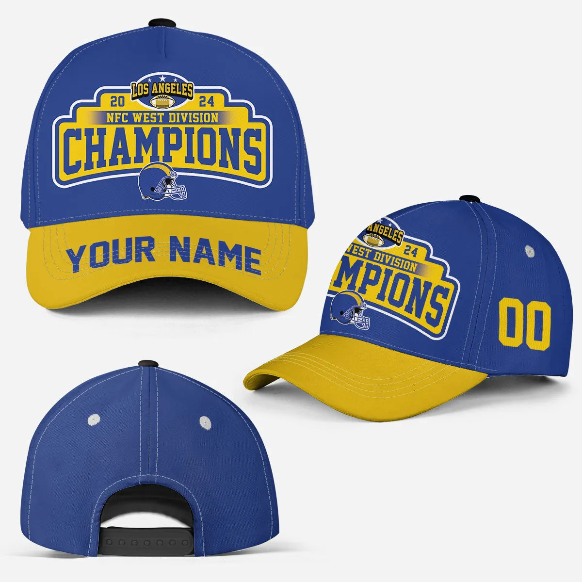 Custom Los Angeles American Football 2024 NFC West Division  Champions Snapback Hat Cap, Division Champs Custom Snapback Hat Cap