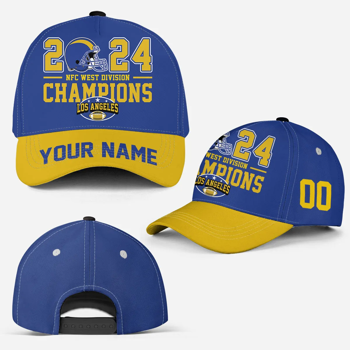 Custom Los Angeles American Football 2024 NFC West Division  Champions Snapback Hat Cap, Division Champs Custom Snapback Hat Cap
