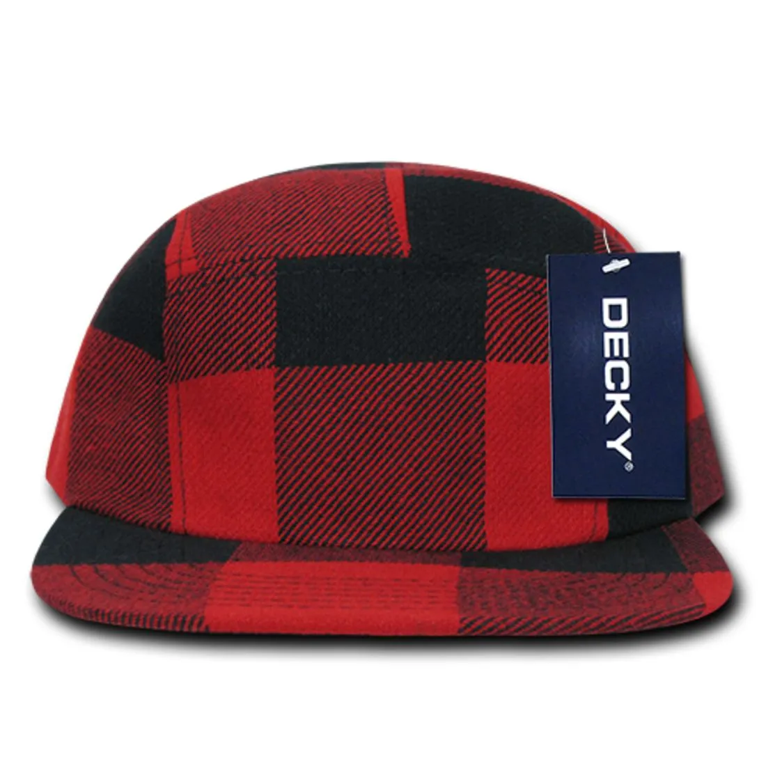 Decky 984 Buffalo Plaid Racer Racing Hats Jockey Biker Camper 5 Panel Caps