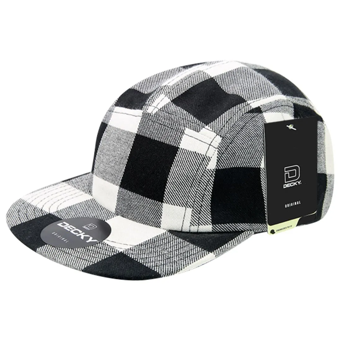 Decky 984 Buffalo Plaid Racer Racing Hats Jockey Biker Camper 5 Panel Caps