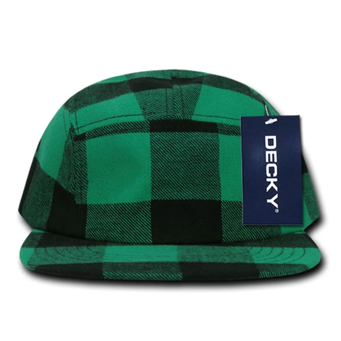 Decky 984 Buffalo Plaid Racer Racing Hats Jockey Biker Camper 5 Panel Caps