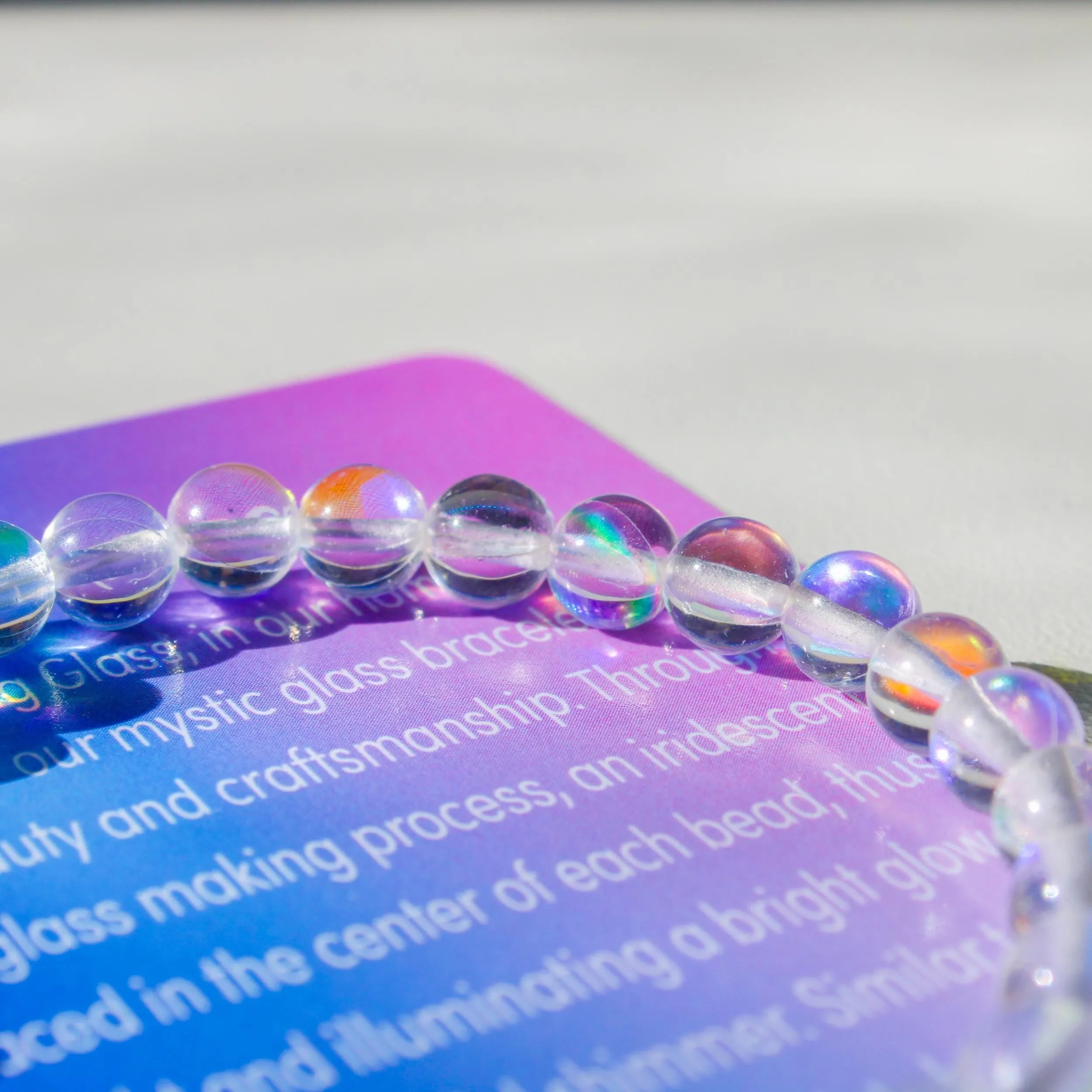 Enchanting Mystic Glass Healing Bracelet  Iridescent 6mm Beads with Hypoallergenic 925 Sterling Silver Bead