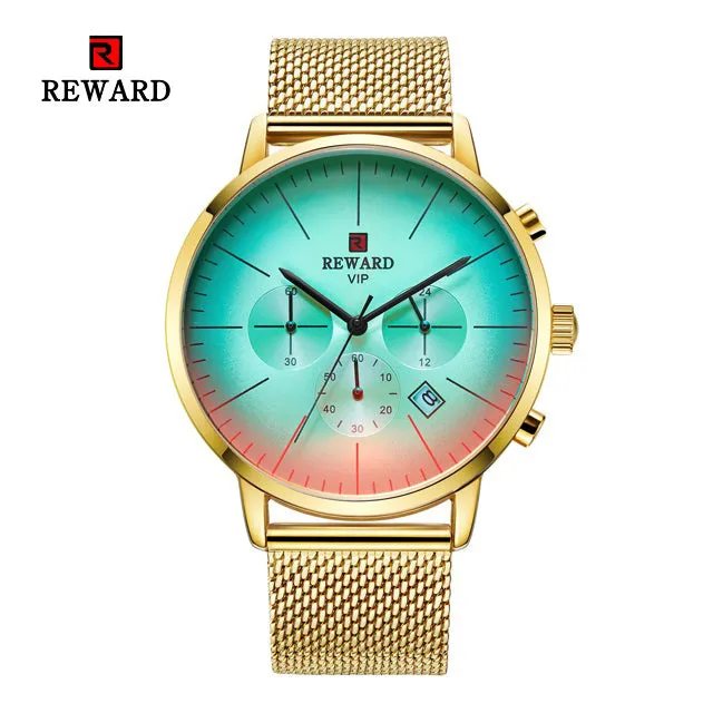 Fashion Color Bright Glass Stainless Steel Men's Wrist Watch