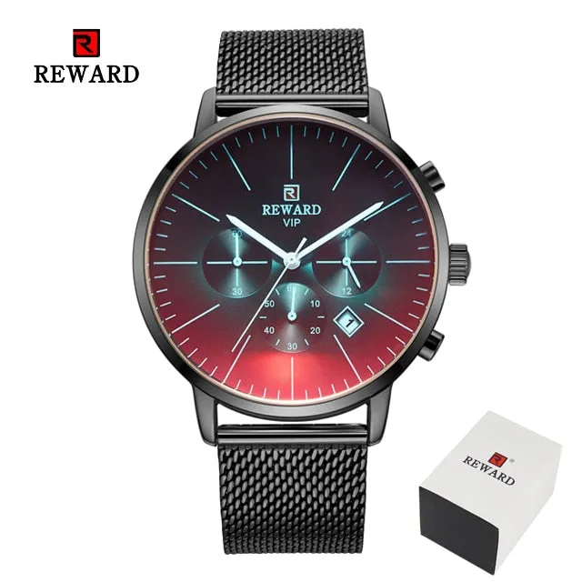 Fashion Color Bright Glass Stainless Steel Men's Wrist Watch