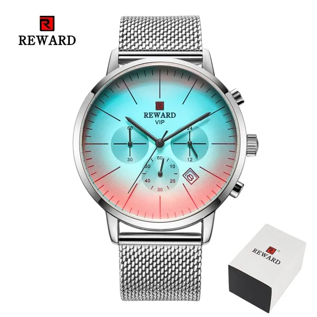 Fashion Color Bright Glass Stainless Steel Men's Wrist Watch