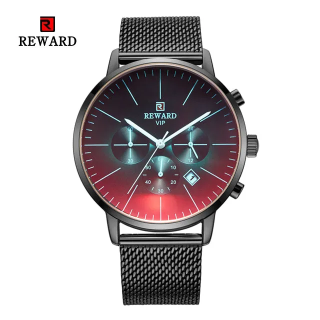 Fashion Color Bright Glass Stainless Steel Men's Wrist Watch