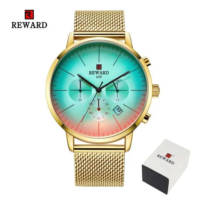 Fashion Color Bright Glass Stainless Steel Men's Wrist Watch