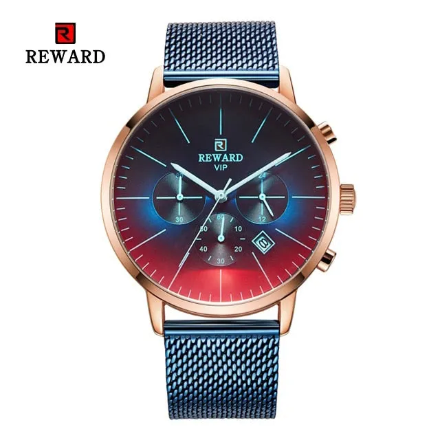 Fashion Color Bright Glass Stainless Steel Men's Wrist Watch