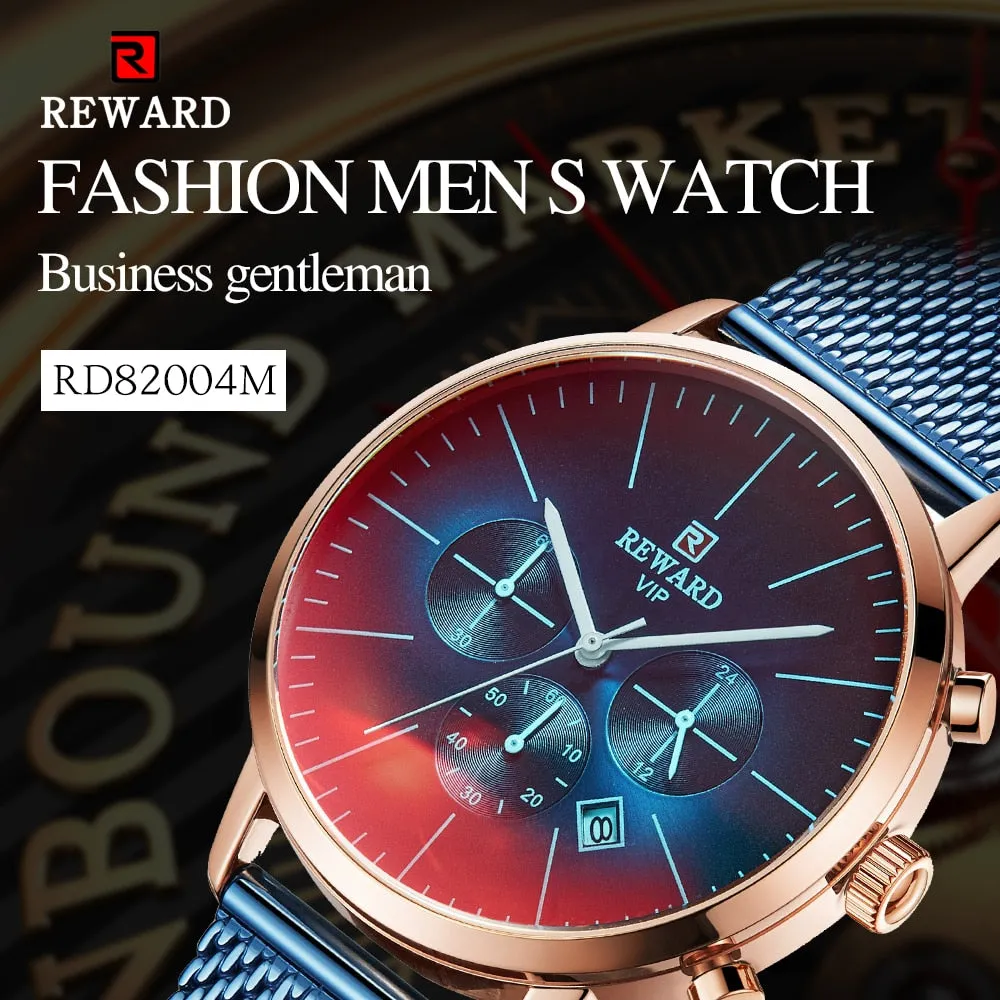 Fashion Color Bright Glass Stainless Steel Men's Wrist Watch