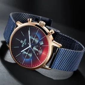 Fashion Color Bright Glass Stainless Steel Men's Wrist Watch