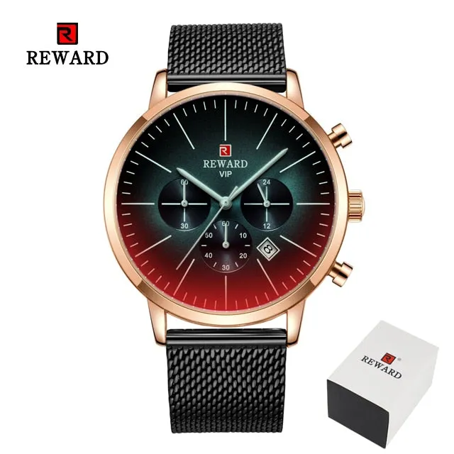 Fashion Color Bright Glass Stainless Steel Men's Wrist Watch