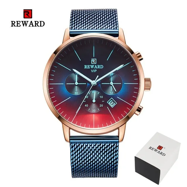 Fashion Color Bright Glass Stainless Steel Men's Wrist Watch