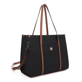 FC20579 Hardware Emblem Two Tone Structured Tote