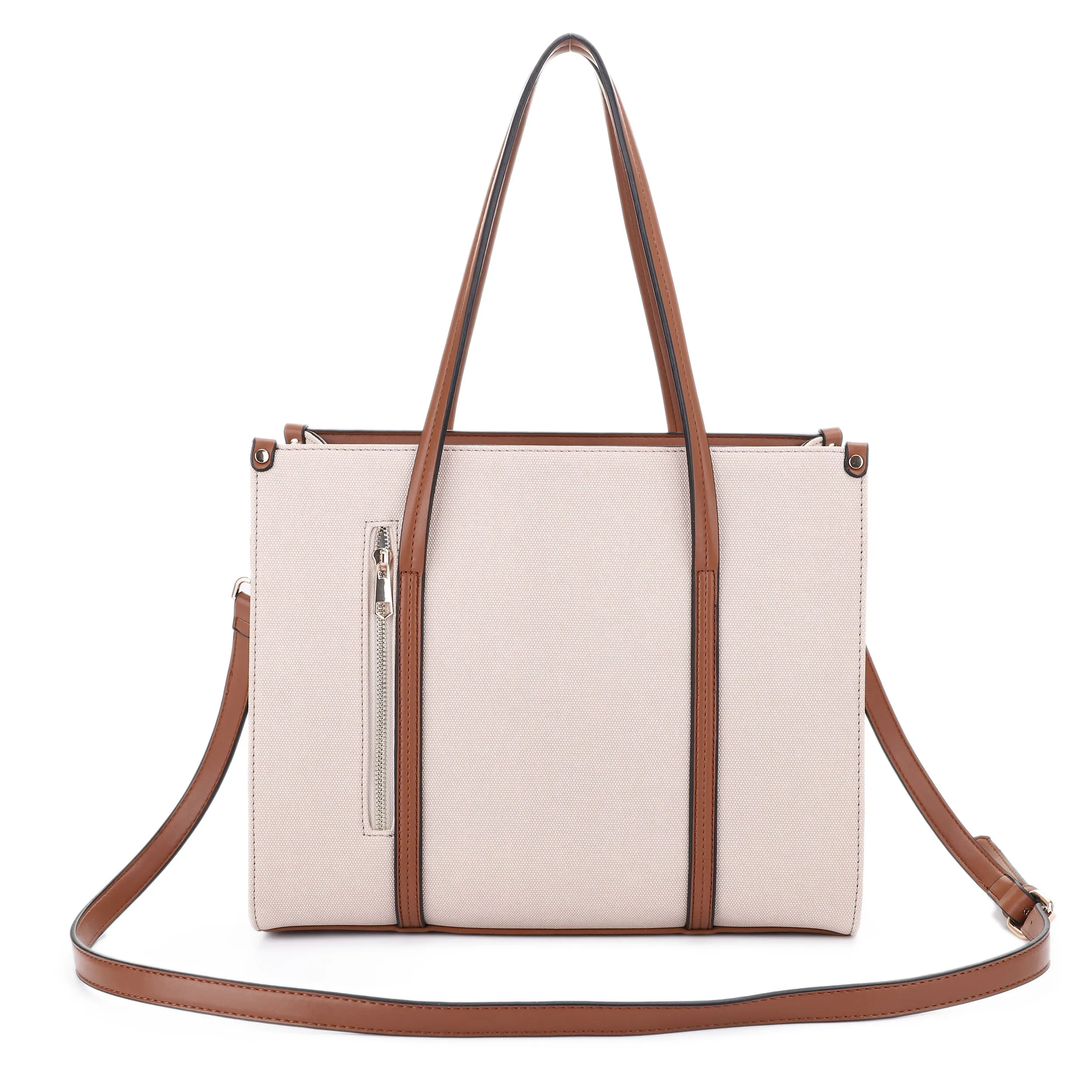 FC20579 Hardware Emblem Two Tone Structured Tote