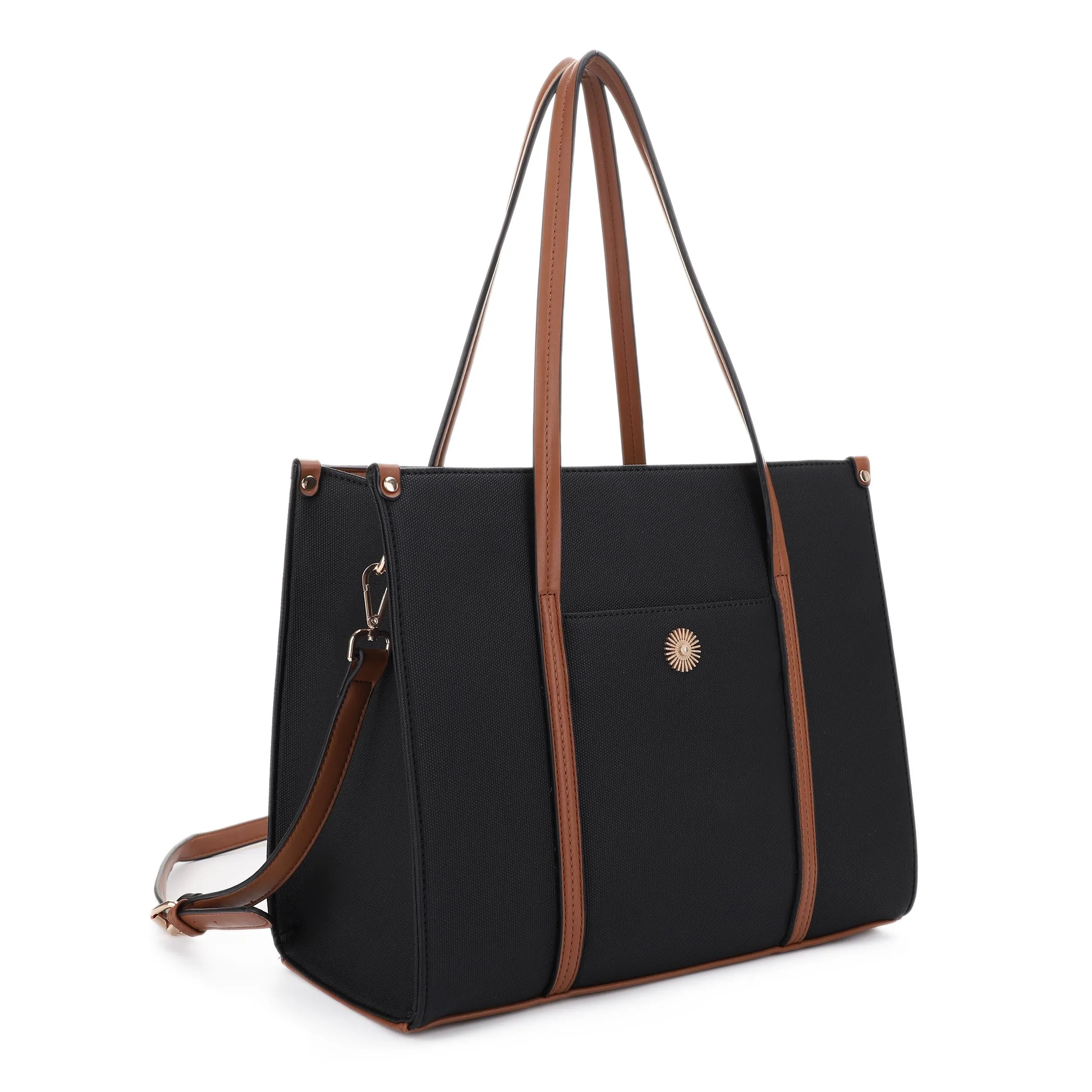FC20579 Hardware Emblem Two Tone Structured Tote