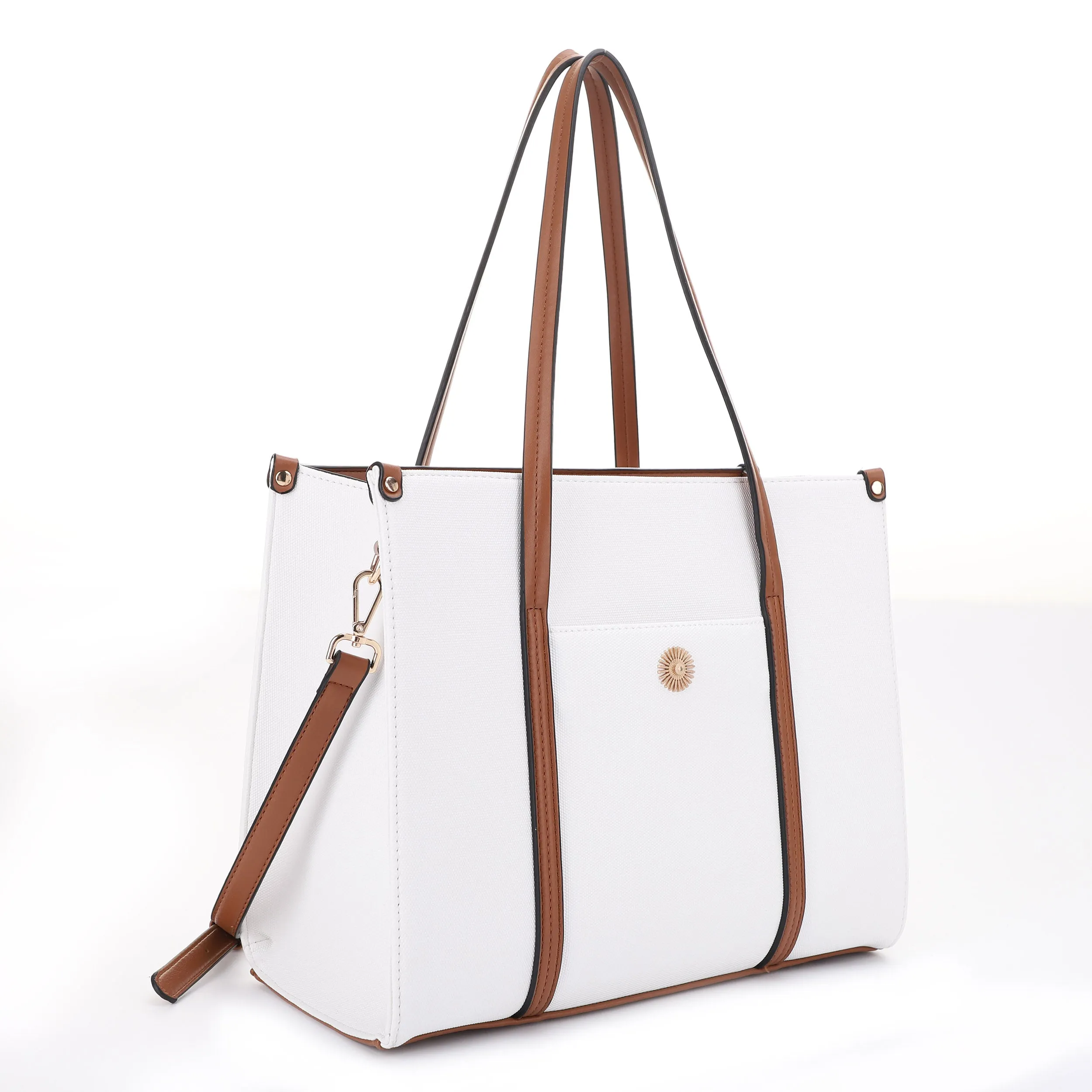 FC20579 Hardware Emblem Two Tone Structured Tote