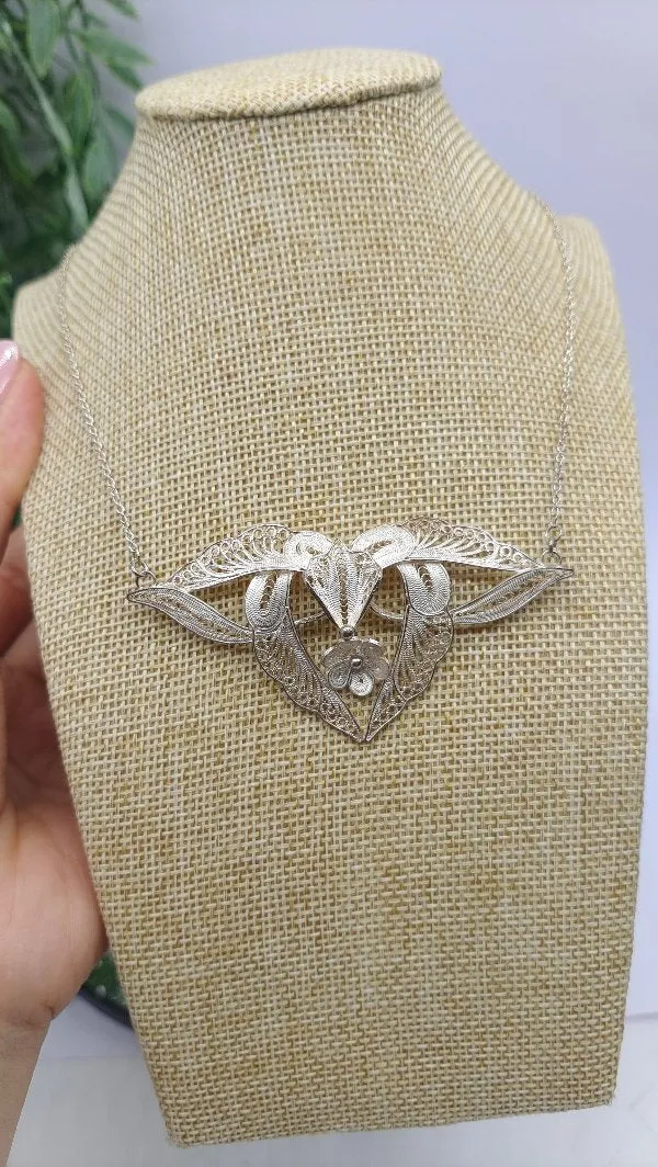 Filigree Silver Pendant (40cm length)