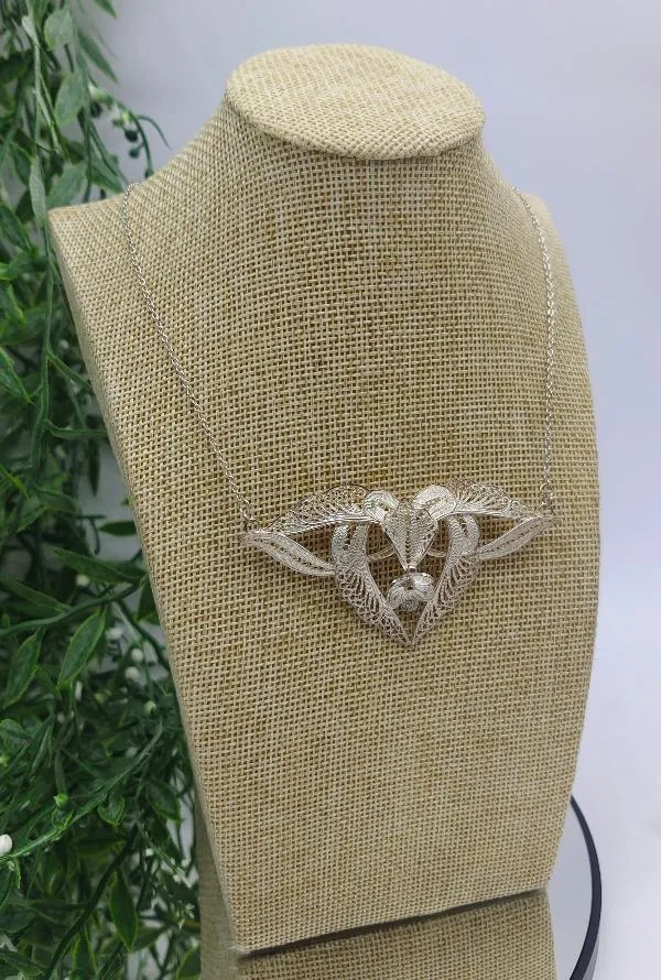 Filigree Silver Pendant (40cm length)