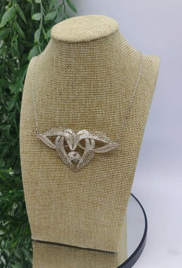 Filigree Silver Pendant (40cm length)