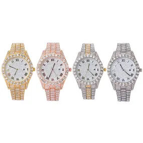 Full Diamond Men's Watch Large Dial Inlaid Diamond British Watch Fashion Steel Band
