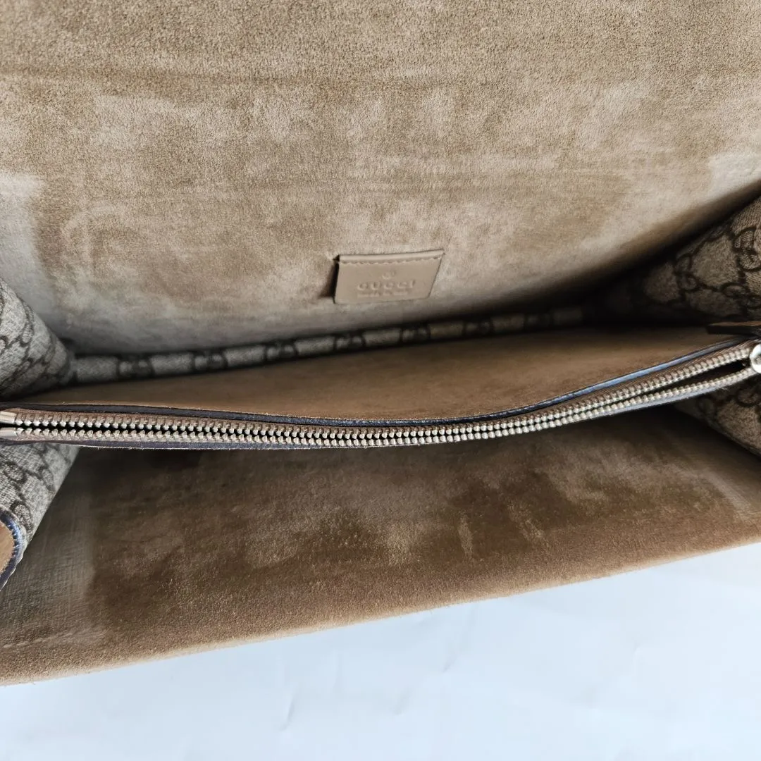 Gucci Beige GG Supreme Canvas and Suede Dionysus Shoulder Bag