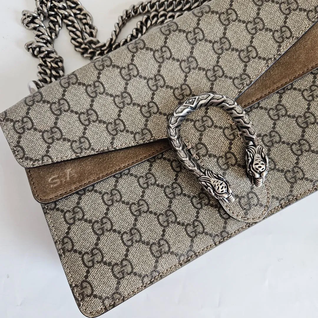 Gucci Beige GG Supreme Canvas and Suede Dionysus Shoulder Bag