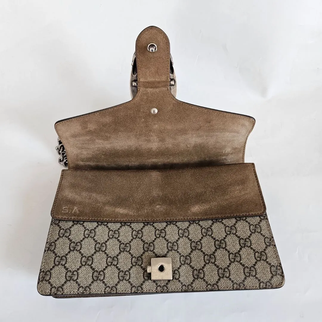 Gucci Beige GG Supreme Canvas and Suede Dionysus Shoulder Bag