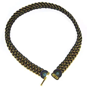 Hand knitted trabzon straw choker with handmade enamel in sterling silver