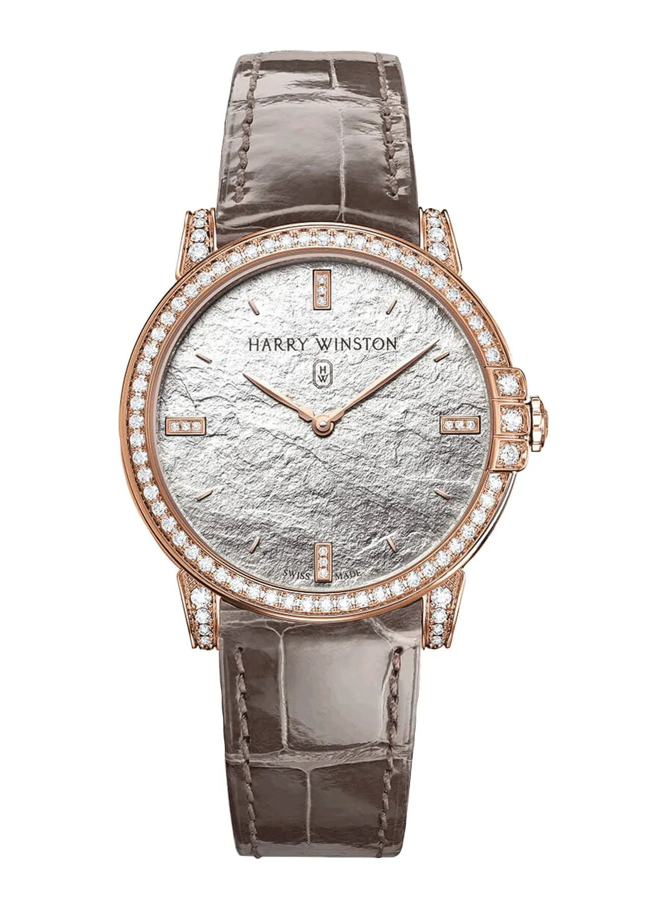 Harry Winston Midnight Monochrome Silver White Metallic Diamond Dial Ladies Watch MIDQHM32RR004