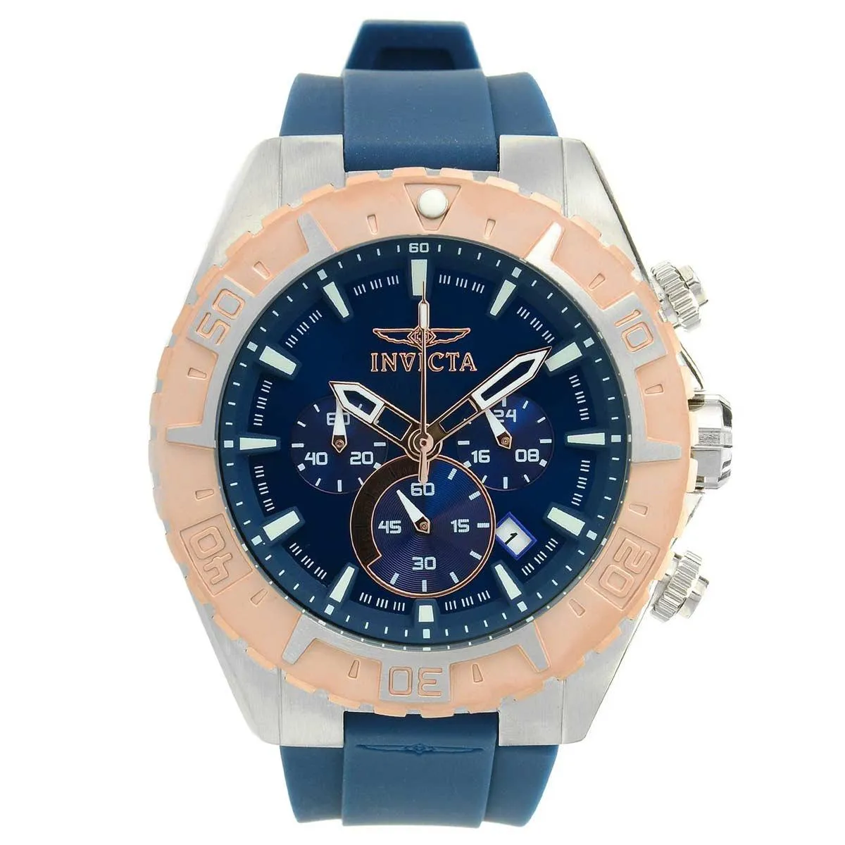 Invicta 22523 Men's Aviator Chronograph Blue Dial Rose Gold Bezel Watch