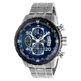Invicta 22970 Men's Aviator Blue Dial Steel Bracelet Chronograph Compass Watch