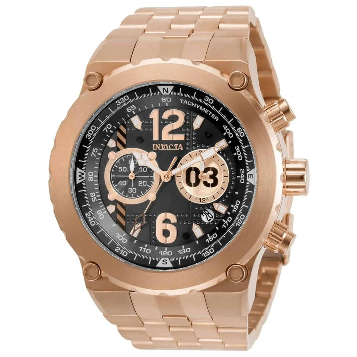 Invicta Men's Chronograph Watch - Aviator Quartz Rose Gold Steel Bracelet | 31593