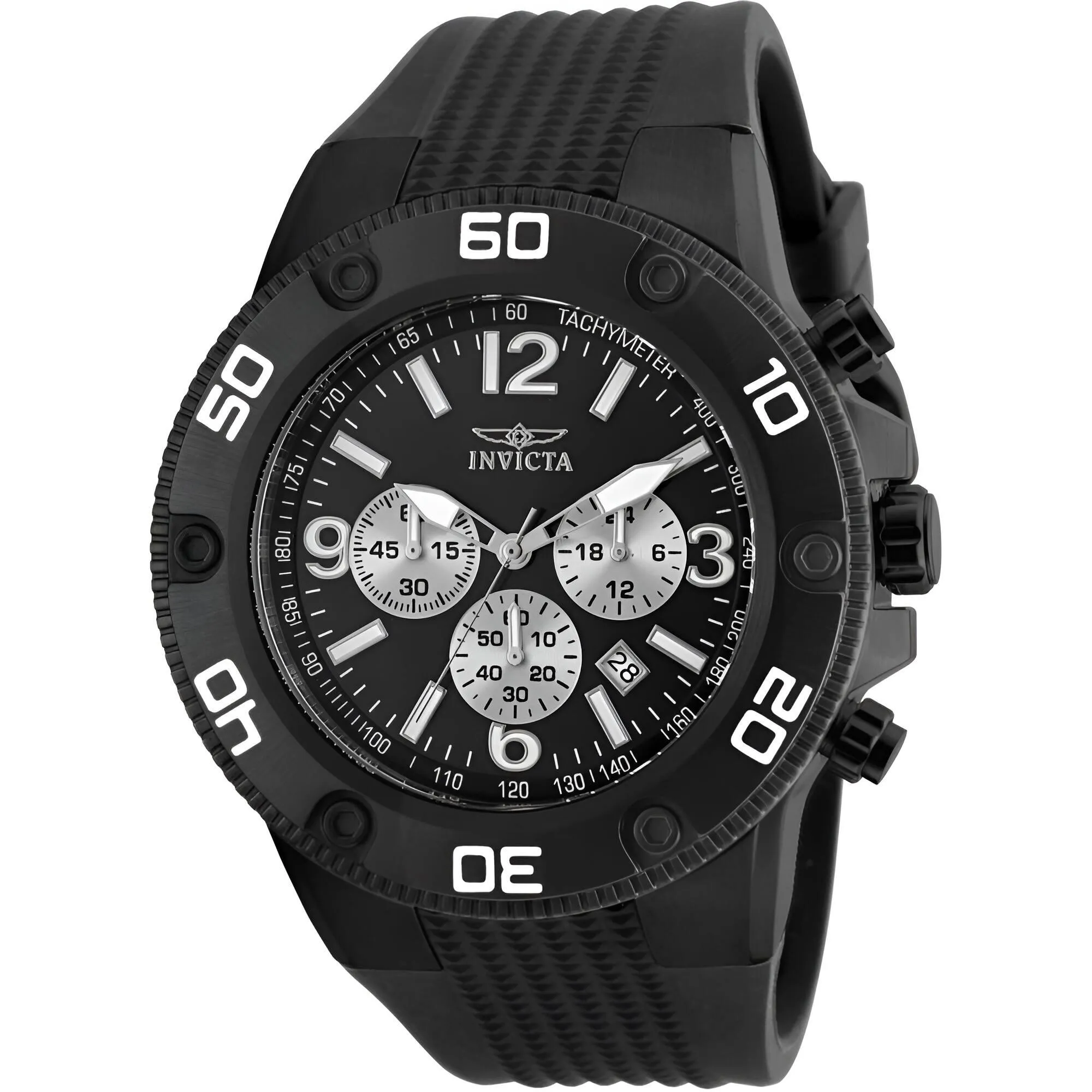 Invicta Men's Chronograph Watch - Pro Diver Black and Silver Dial Strap Date | 20274