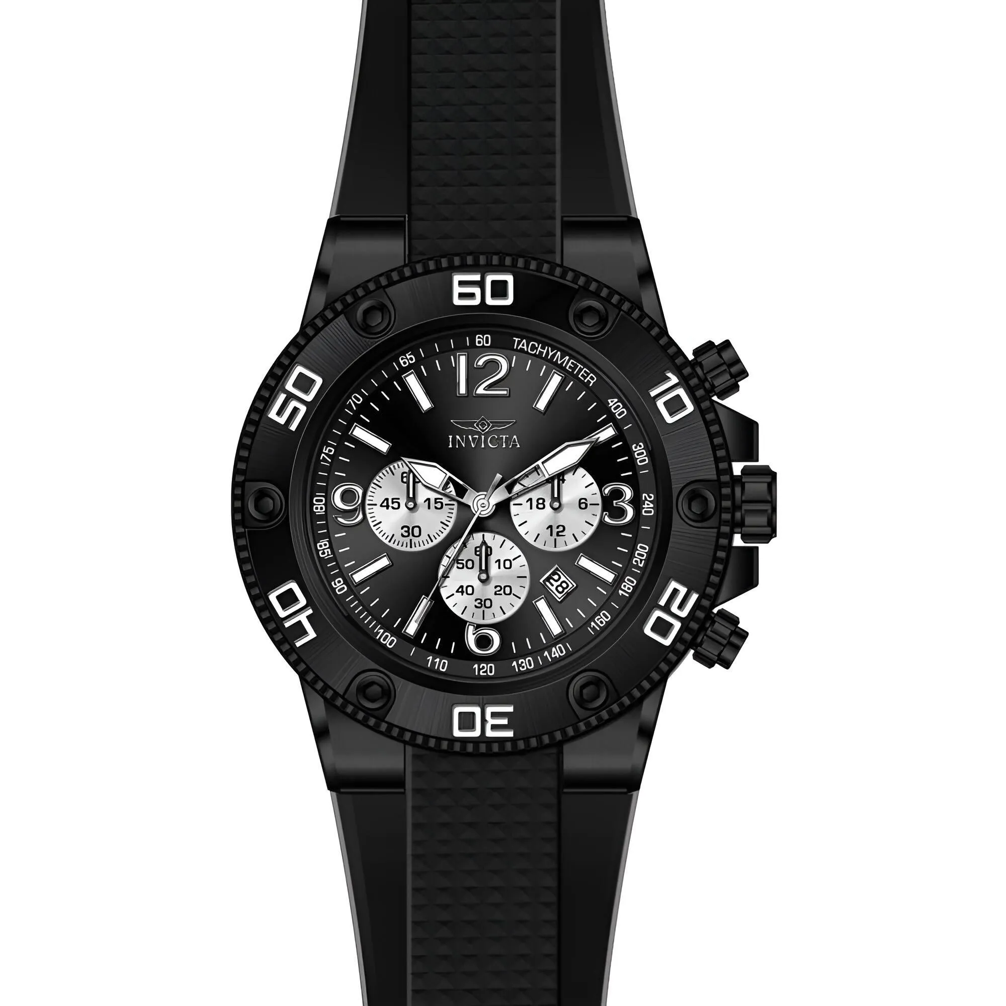 Invicta Men's Chronograph Watch - Pro Diver Black and Silver Dial Strap Date | 20274