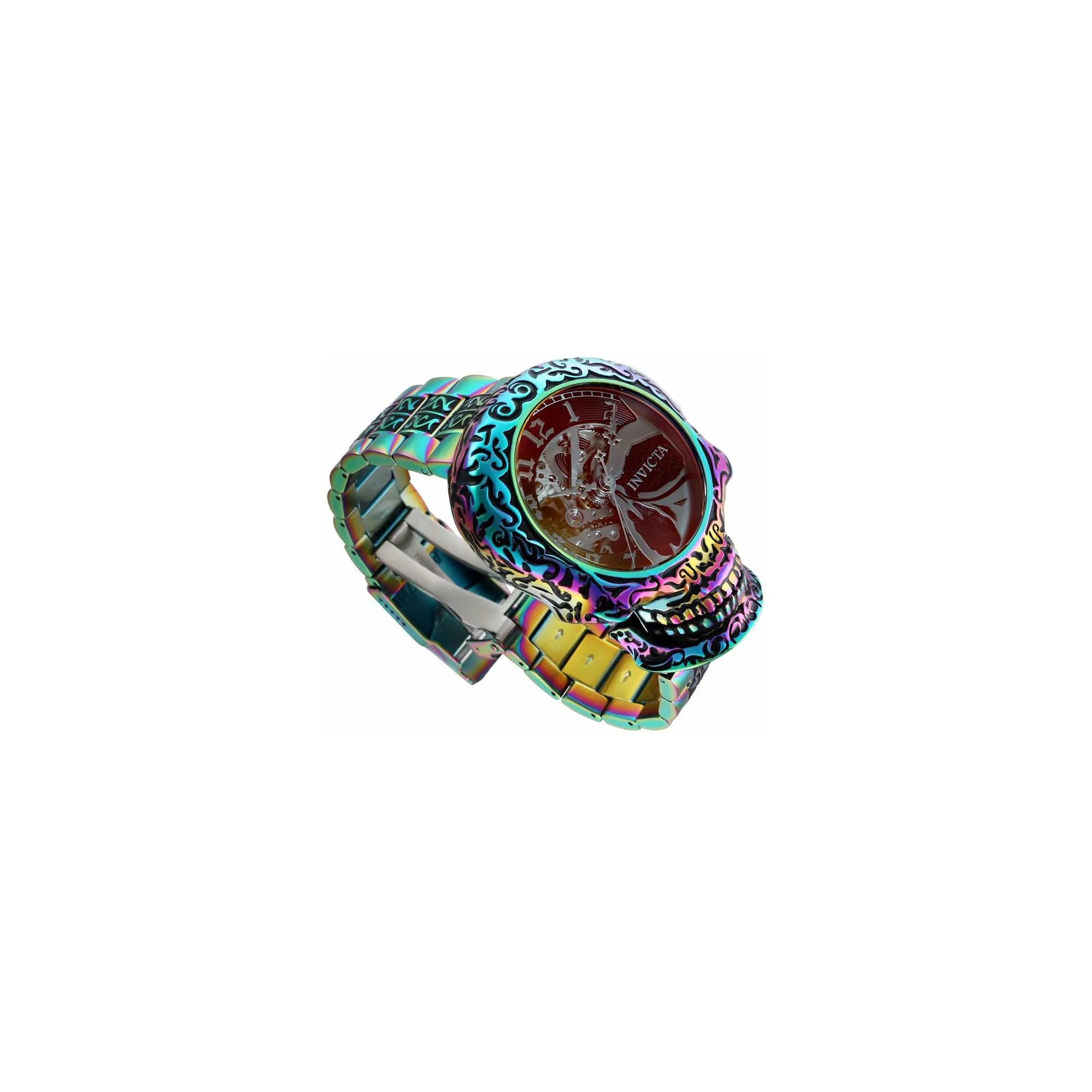 Invicta Men's Watch - Artist Skull Case Iridescent and Black Steel Bracelet | 35110
