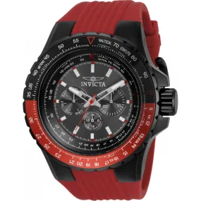 Invicta Men's Watch - Aviator Quartz Chrono Black Dial Red Silicone Strap | 33039