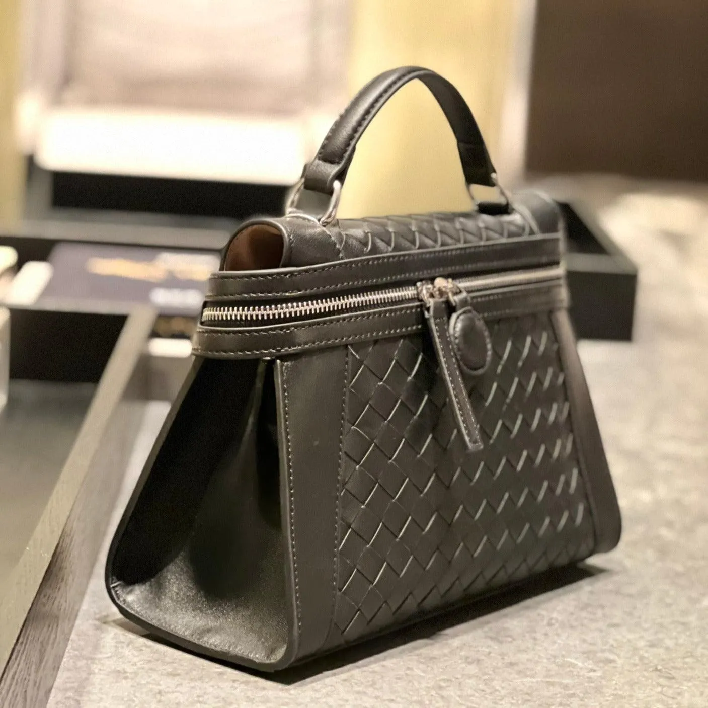 Italian Leather Box Bag, Lambskin Leather Handbag, Luxury Designer Bag, Italian Leather Box Bag, Classic Handbag