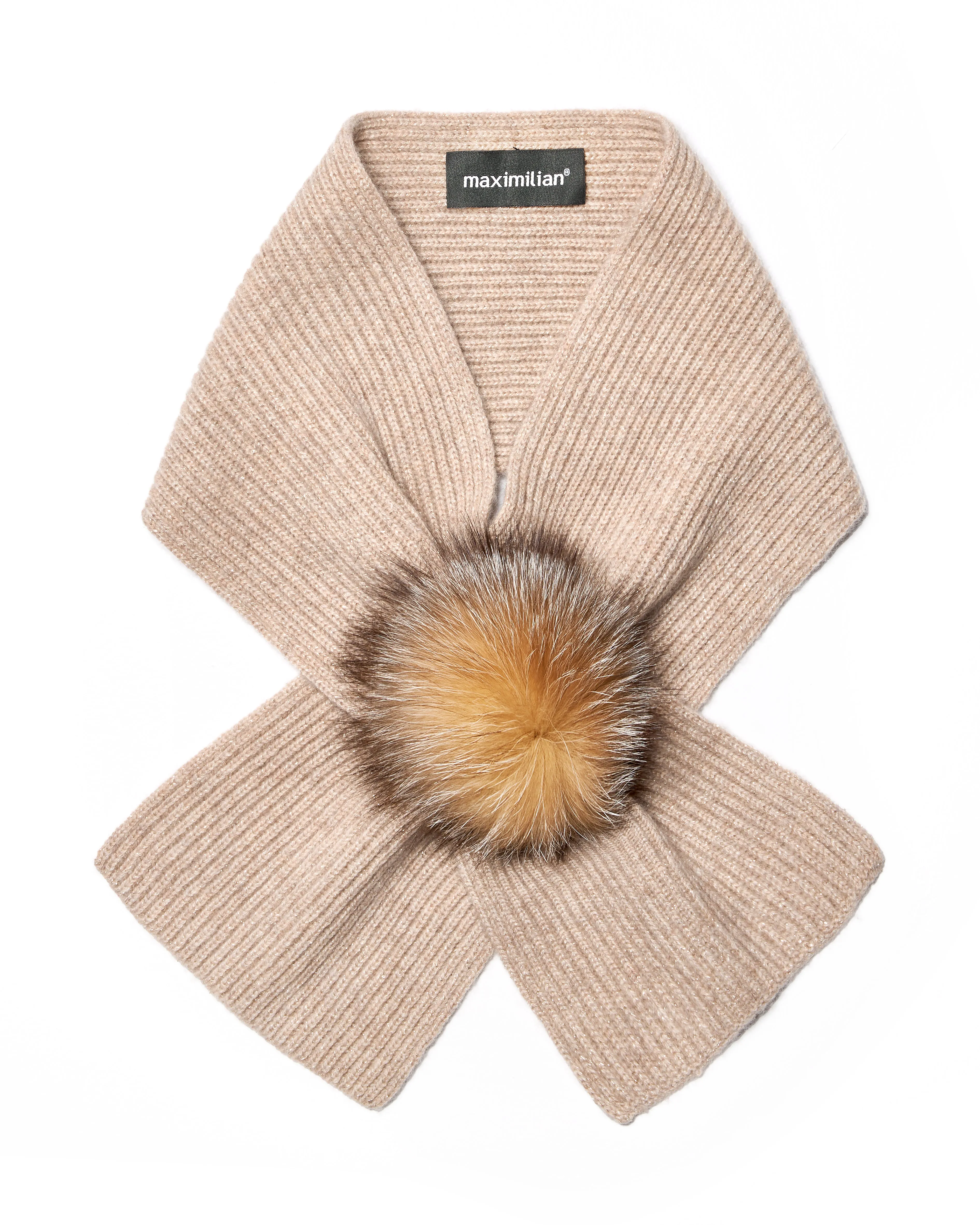 Knitted Wool Blend Scarf & Fox Trim Hat *Two Piece Set*
