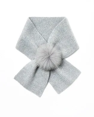 Knitted Wool Blend Scarf & Fox Trim Hat *Two Piece Set*