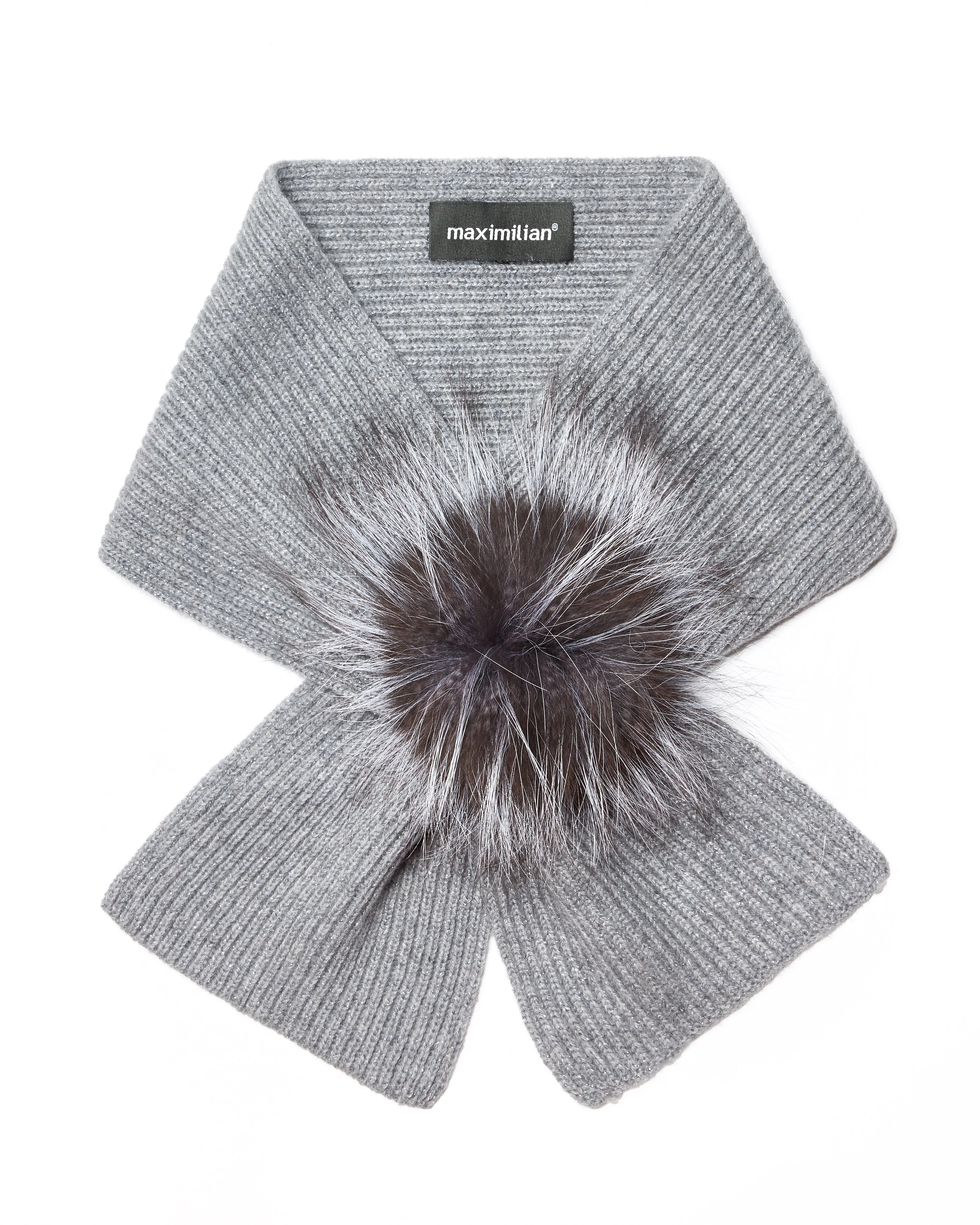 Knitted Wool Blend Scarf & Fox Trim Hat *Two Piece Set*